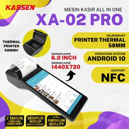 Kassen XA-02 Pro Mesin Kasir All in One POS Android Printer Thermal 58mm WiFi Bluetooth NFC